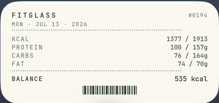 FitGlass Receipt widget